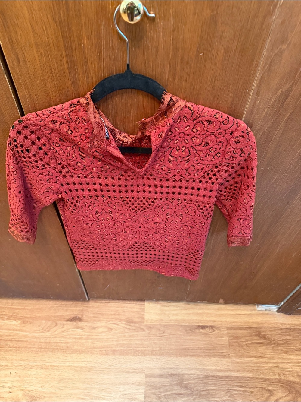 Zara Rust Red Lace Blouse - Picture 3 of 3